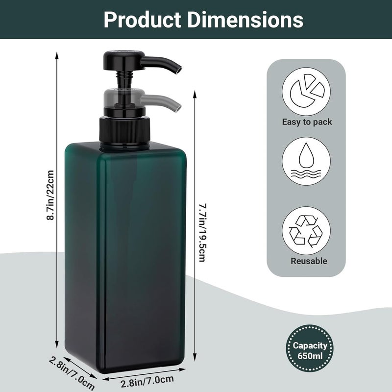 Suream 3-Pack Shampoo Dispenser Bottles - 22oz/650ml - Image 2
